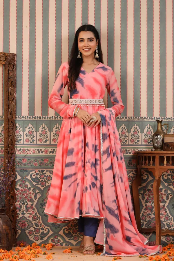 Peach_Georgette_Anarkali_Set_For_Women