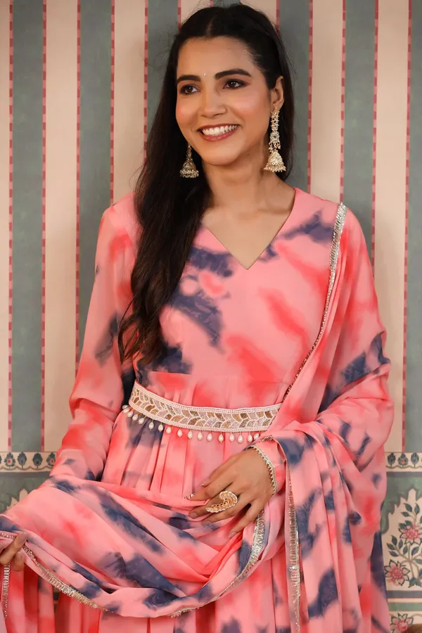 Peach_Georgette_Anarkali_Set_For_Women