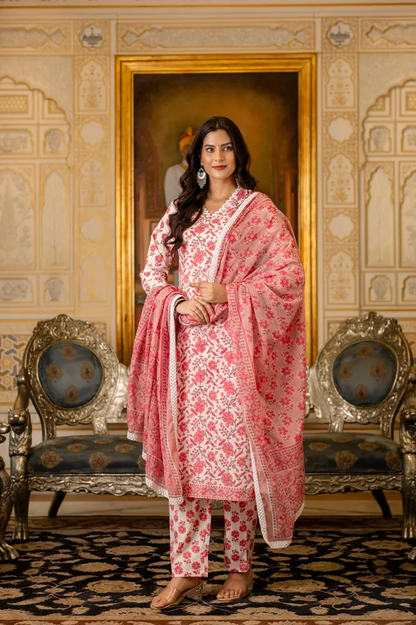 Pink_Floral_Printed_Regular_Pure_Cotton_Kurta_With_Palazzos_&__Dupatta_For_Women