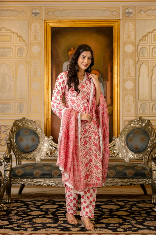 Pink_Floral_Printed_Regular_Pure_Cotton_Kurta_With_Palazzos_&__Dupatta_For_Women