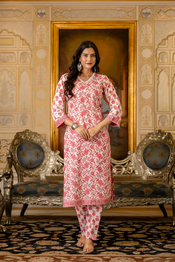 Pink_Floral_Printed_Regular_Pure_Cotton_Kurta_With_Palazzos_&__Dupatta_For_Women
