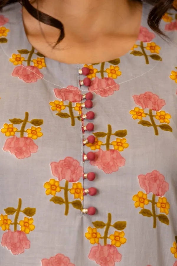 Grey_Floral_Printed_Regular_Pure_Cotton_Kurta_With_Trousers_&__Dupatta_For_Women