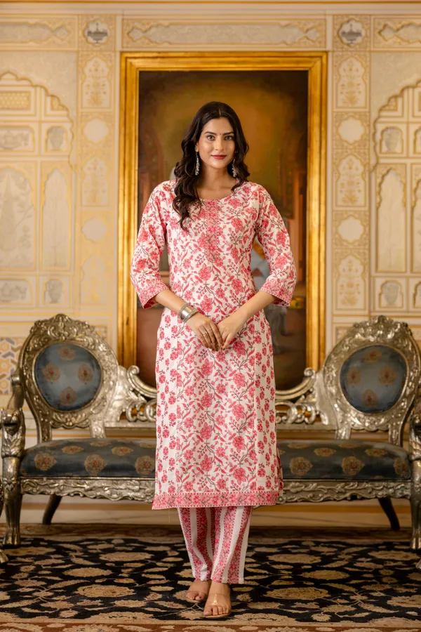 Pink_Floral_Printed_Regular_Pure_Cotton_Kurta_With_Palazzos_&__Dupatta_For_Women