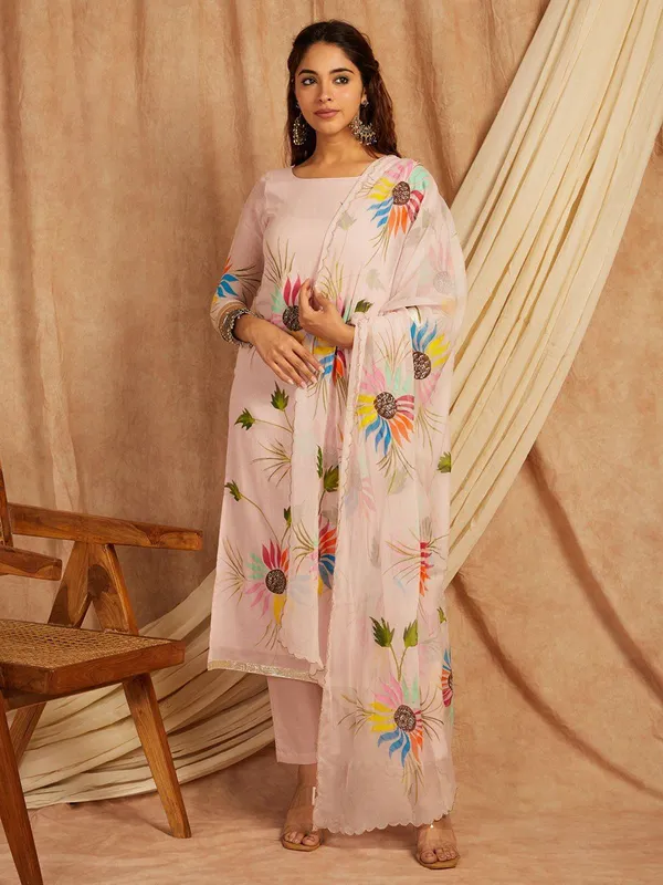 Pink_Floral_Printed_Round_Neck_Pure_Cotton_Straight_Kurta_With_Palazzos_&_Dupatta_For_Women
