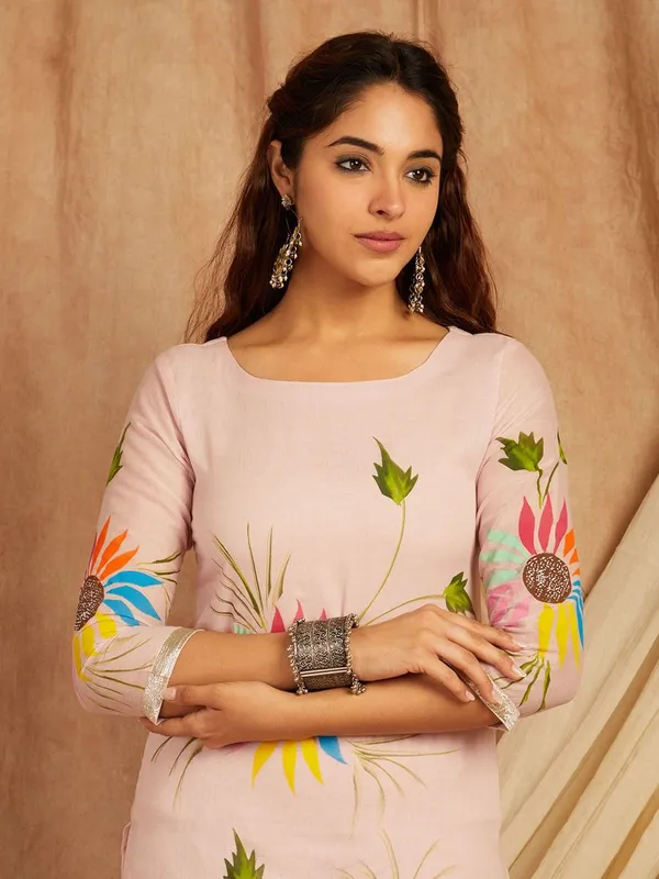 Pink_Floral_Printed_Round_Neck_Pure_Cotton_Straight_Kurta_With_Palazzos_&_Dupatta_For_Women