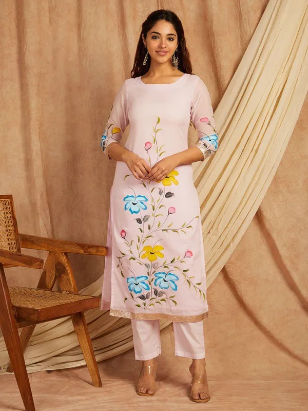 Pink_Floral_Printed_Regular_Pure_Cotton_Kurta_With_Palazzos_&__Dupatta_For_Women