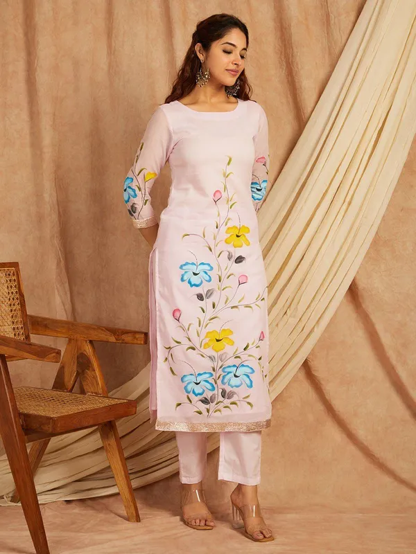 Pink_Floral_Printed_Regular_Pure_Cotton_Kurta_With_Palazzos_&__Dupatta_For_Women