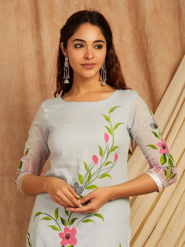 Blue_Floral_Printed_Round_Neck_Pure_Cotton_Straight_Kurta_With_Palazzos_&_Dupatta_For_Women
