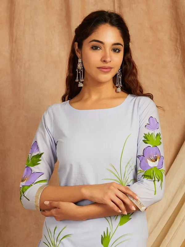 Blue_Floral_Printed_Regular_Pure_Cotton_Kurta_Palazzos_With_Dupatta_For_Women