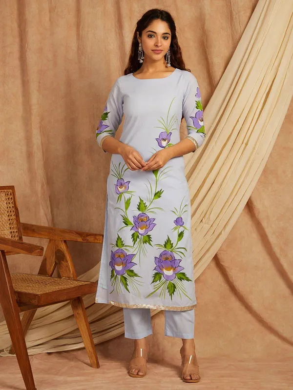 Blue_Floral_Printed_Regular_Pure_Cotton_Kurta_Palazzos_With_Dupatta_For_Women