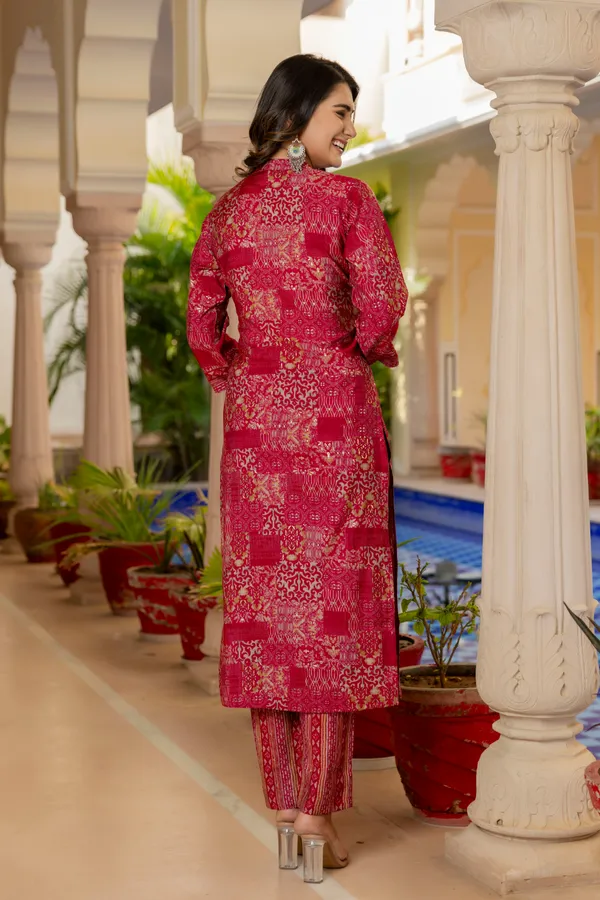 Pink_Ethnic_Motifs_Printed_Chanderi_Cotton_Kurta_With_Trousers_&_Dupatta_For_Women
