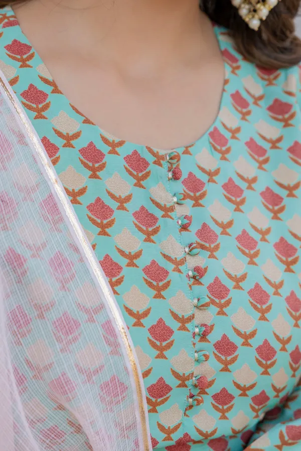 Blue_Ethnic_Motifs_Printed_Round_Neck_Chanderi_Cotton_Kurta_With_Trousers_&_Dupatta_For_Women