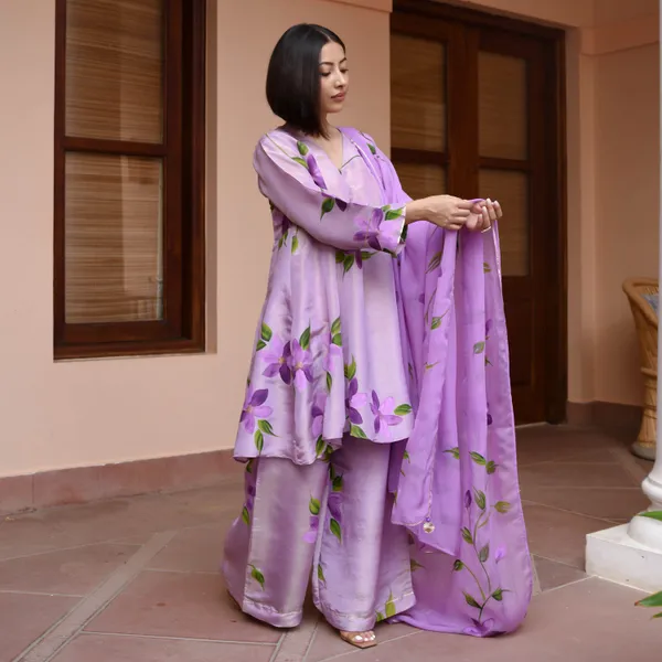 Purple_Floral_Printed_V-Neck_A-Line_Kurta_With_Palazzos_&_Dupatta_For_Women