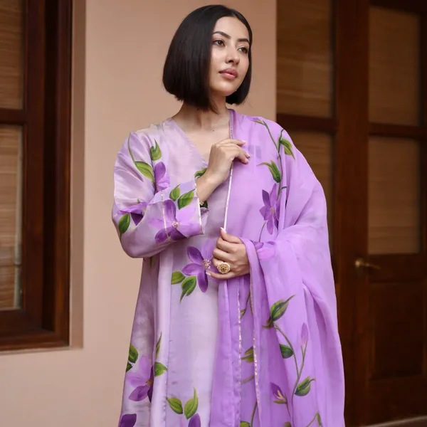 Purple_Floral_Printed_V-Neck_A-Line_Kurta_With_Palazzos_&_Dupatta_For_Women
