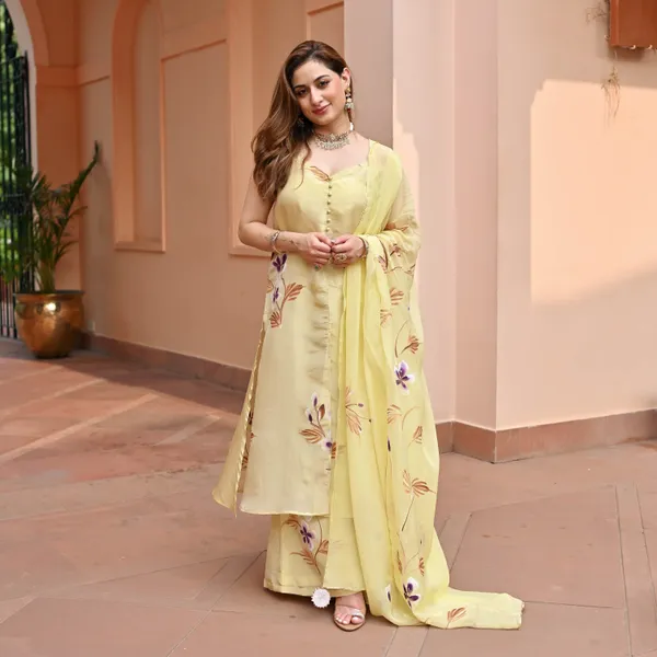 Yellow_Floral_Printed_Shoulder_Straps_Straight_Kurta_With_Palazzos_&_Dupatta_For_Women
