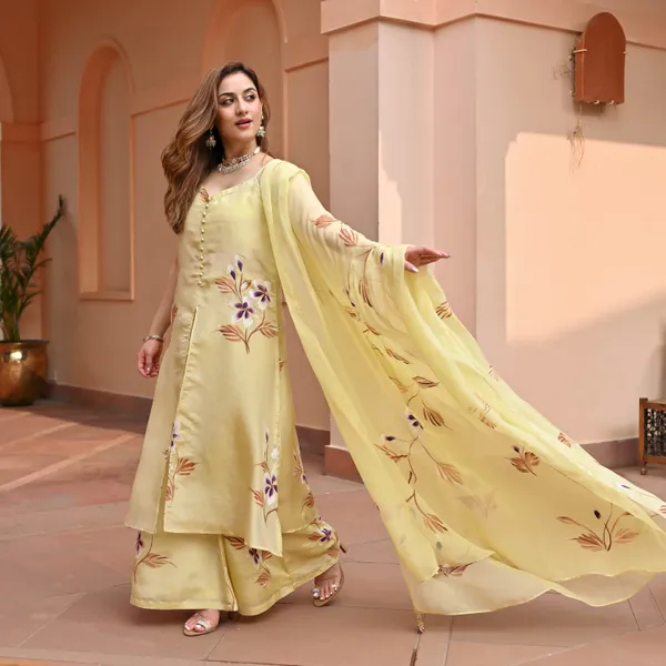 Yellow_Floral_Printed_Shoulder_Straps_Straight_Kurta_With_Palazzos_&_Dupatta_For_Women