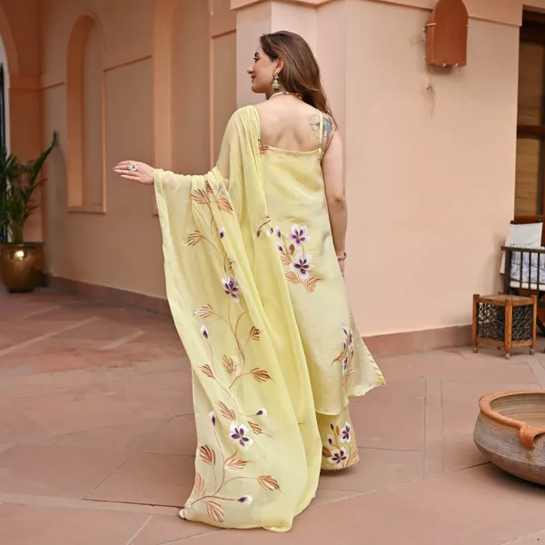 Yellow_Floral_Printed_Shoulder_Straps_Straight_Kurta_With_Palazzos_&_Dupatta_For_Women