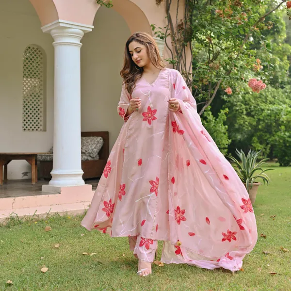 Pink_Floral_Printed_V-Neck_A-Line_Kurta_With_Palazzos_&_Dupatta_For_Women