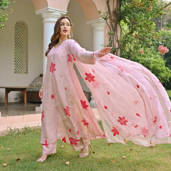 Pink_Floral_Printed_V-Neck_A-Line_Kurta_With_Palazzos_&_Dupatta_For_Women