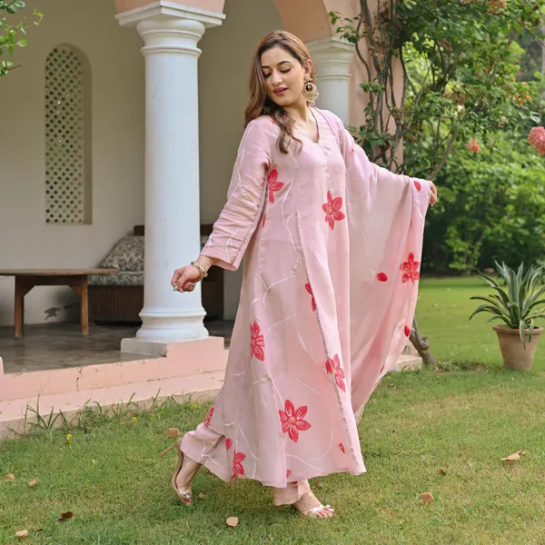 Pink_Floral_Printed_V-Neck_A-Line_Kurta_With_Palazzos_&_Dupatta_For_Women