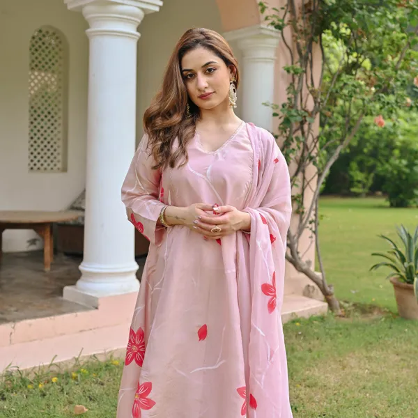 Pink_Floral_Printed_V-Neck_A-Line_Kurta_With_Palazzos_&_Dupatta_For_Women