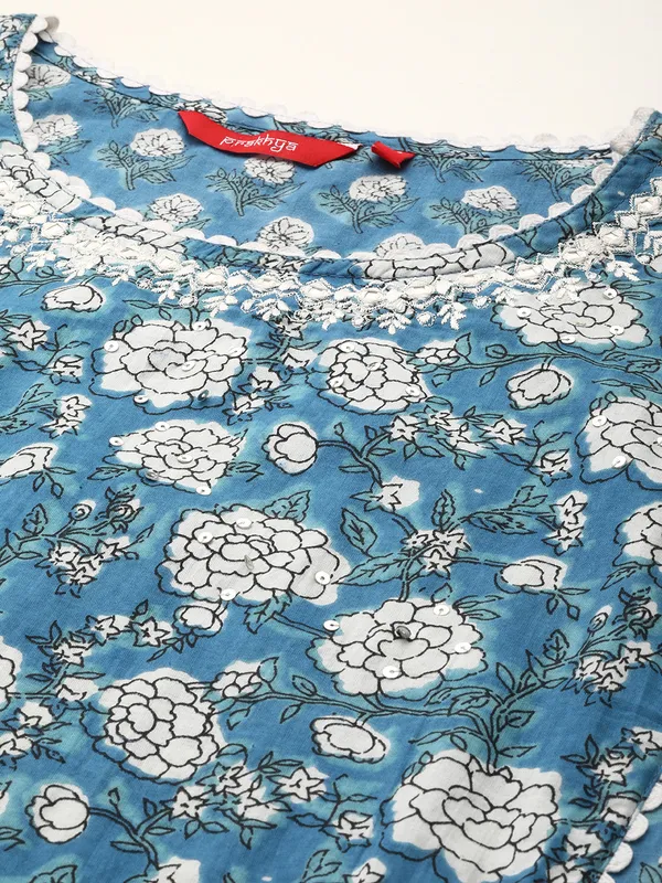 Blue_Floral_Printed_Thread_Work_Pure_Cotton_Kurta_&_Palazzos_With_Dupatta_For_Women
