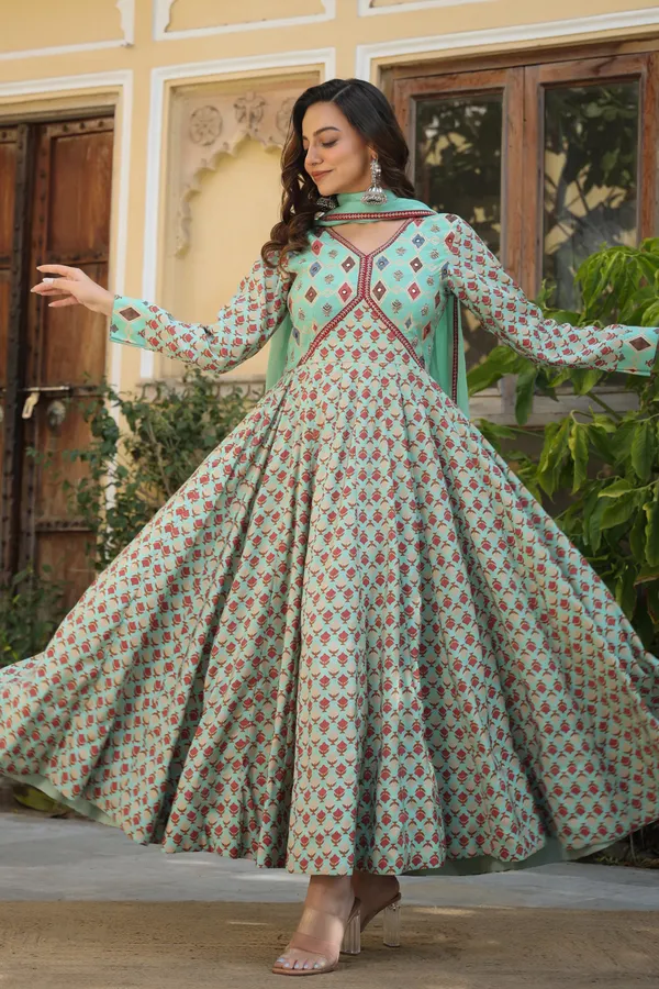 Blue_Ethnic_Chanderi_Dress_With_Dupatta_For_Women