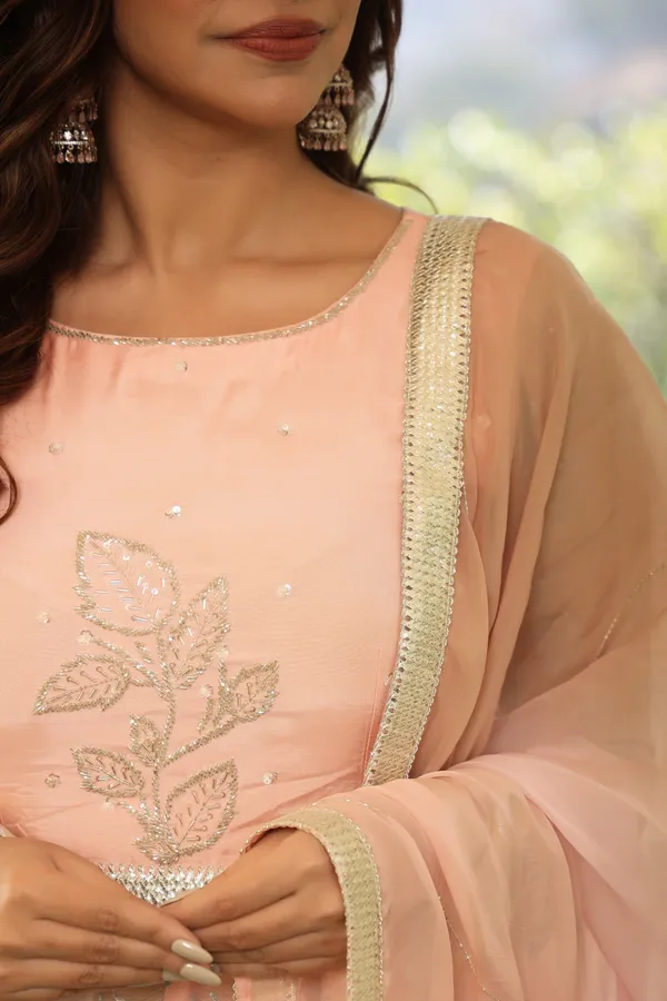 Orange_Muslin_Gown_With_Dupatta_For_Women