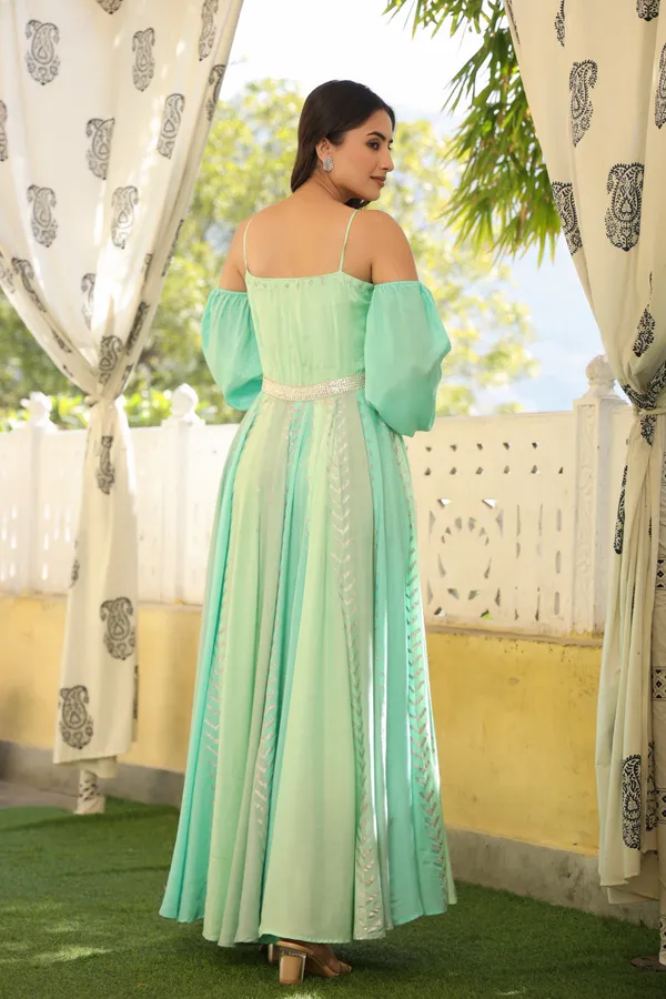 Green_Muslin_Gown_With_Dupatta_For_Women