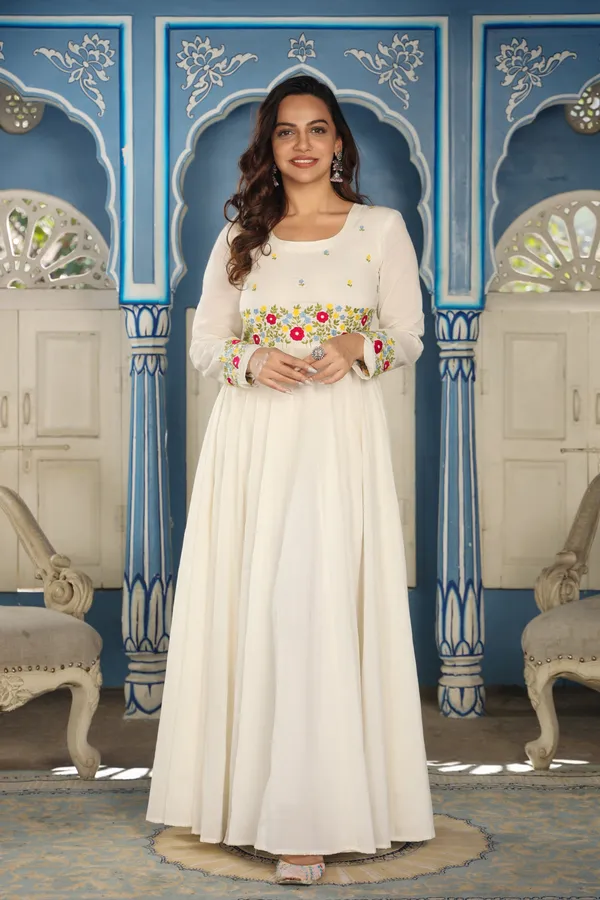 White_Cotton_Embroidery_Anarkali_For_Women