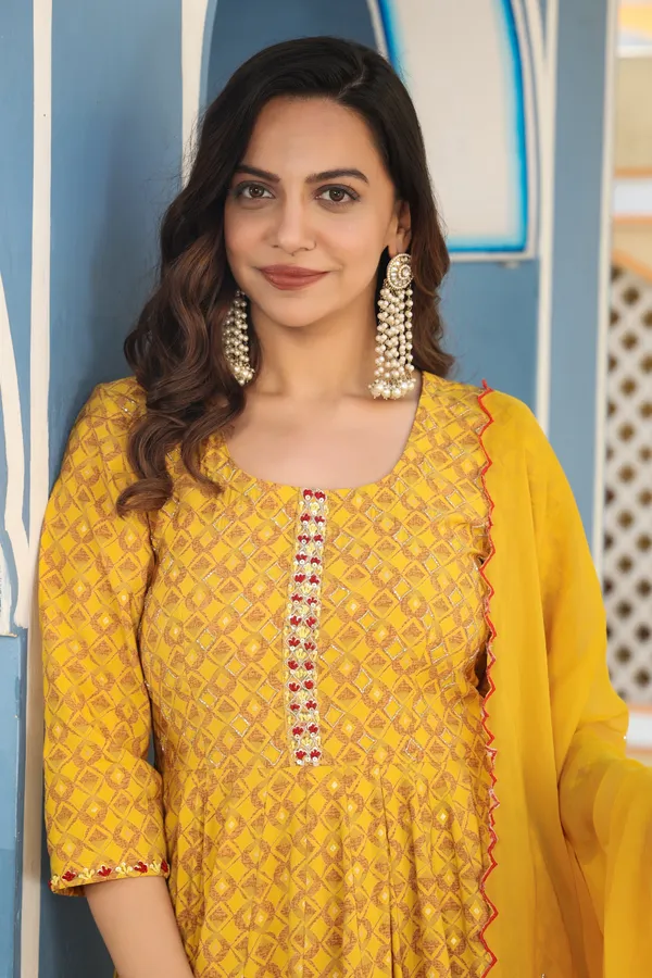 Mustard_Chanderi_Anarkali_Set_With_Dupatta_For_Women