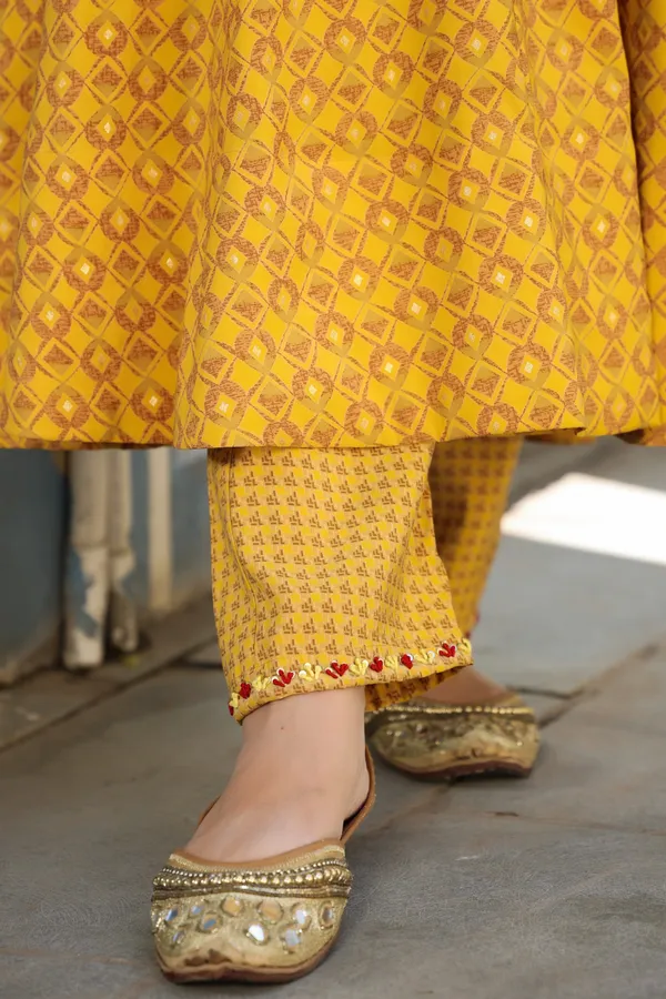 Mustard_Chanderi_Anarkali_Set_With_Dupatta_For_Women