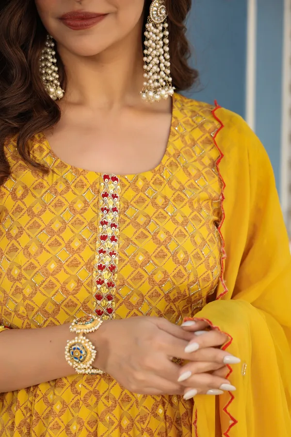 Mustard_Chanderi_Anarkali_Set_With_Dupatta_For_Women