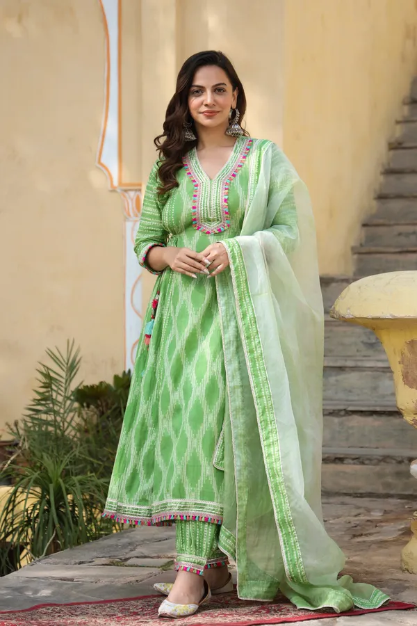 Green_Kanizah_Cotton_Anarkali_Suit_Set_For_Women