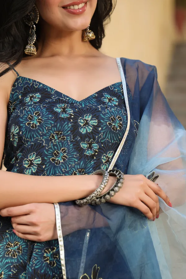 Blue_Printed_Cotton_Sharara_With_Hand_Painted_Dupatta_For_Women
