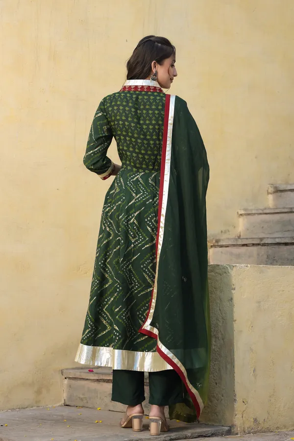 Green_Kamangari_Chanderi_Anarkali_Suit_Set_For_Women