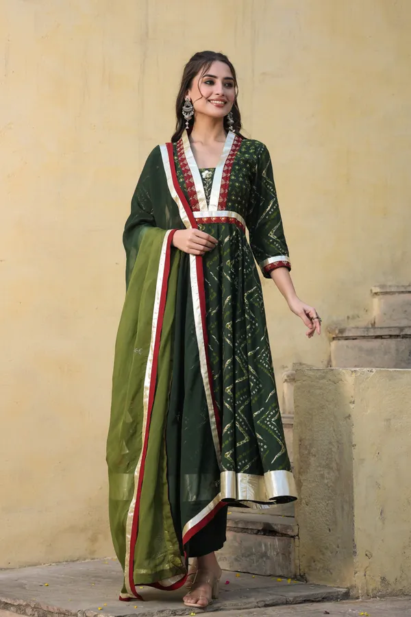 Green_Kamangari_Chanderi_Anarkali_Suit_Set_For_Women