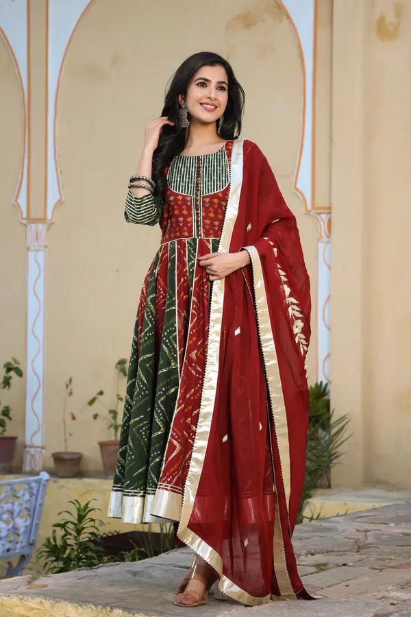 Maroon_Gajban_Printed_Chanderi_Anarkali_Suit_Set_For_Women