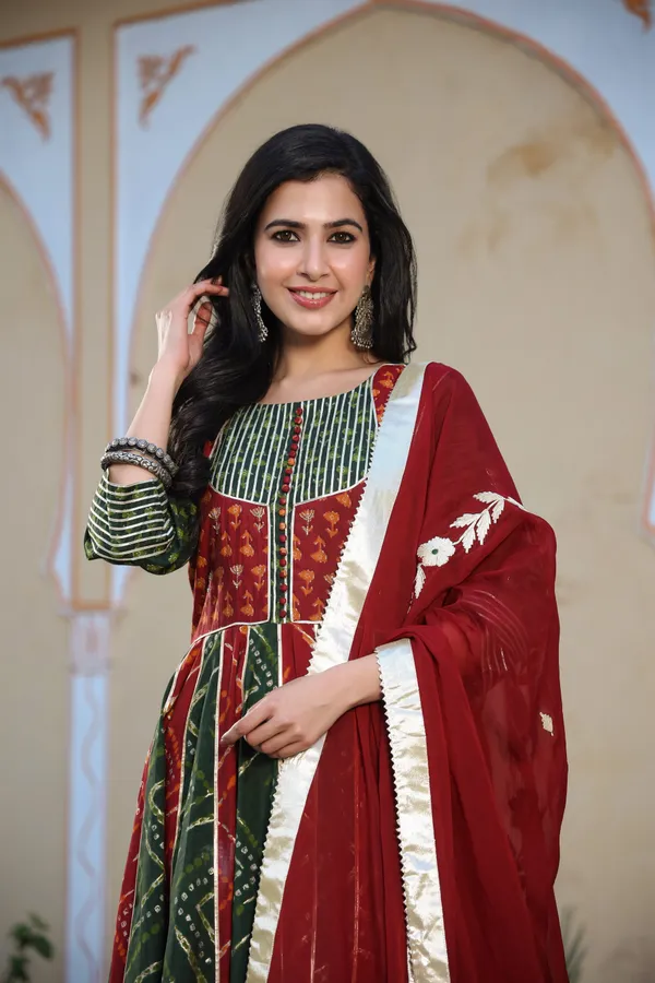 Maroon_Gajban_Printed_Chanderi_Anarkali_Suit_Set_For_Women