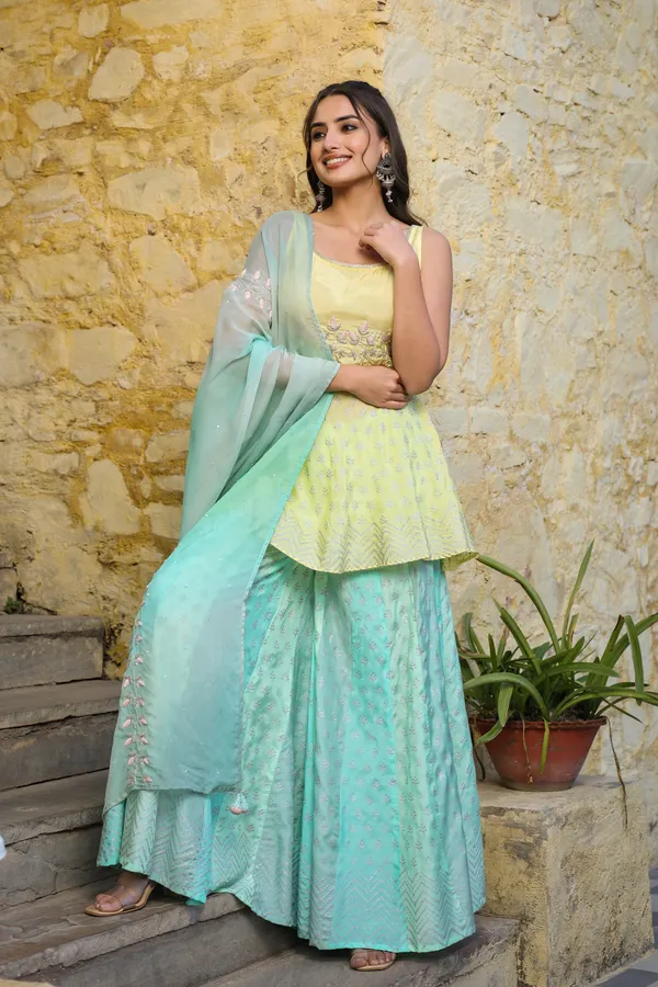 Yellow_Muslin_Sharara_Set_With_Hand_Embellishments_For_Women