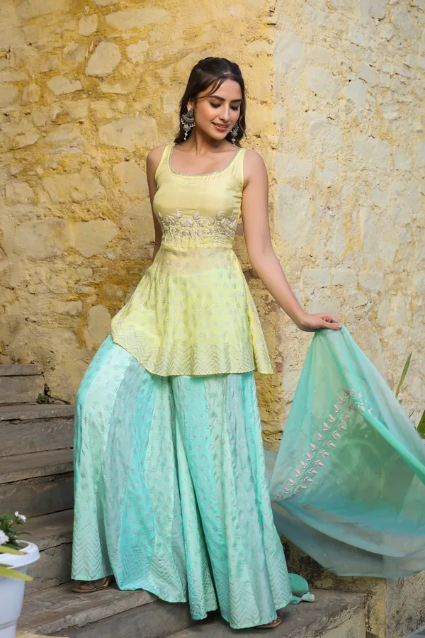 Yellow_Muslin_Sharara_Set_With_Hand_Embellishments_For_Women