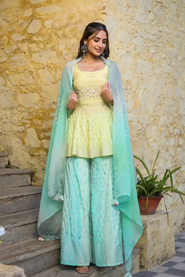 Yellow_Muslin_Sharara_Set_With_Hand_Embellishments_For_Women