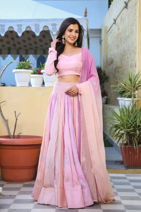Pink_Muslin_Block_Print_Lehenga_Set_For_Women