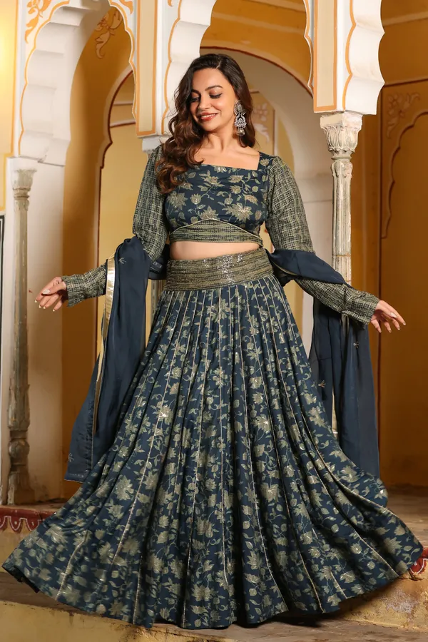 Blue_Rayon_Printed_Lehenga_Set_For_Women