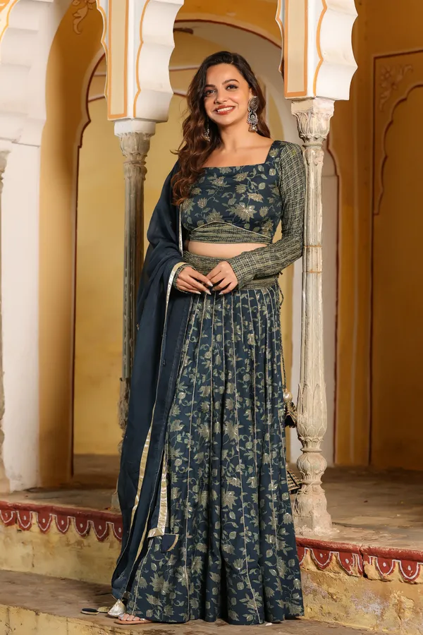 Blue_Rayon_Printed_Lehenga_Set_For_Women