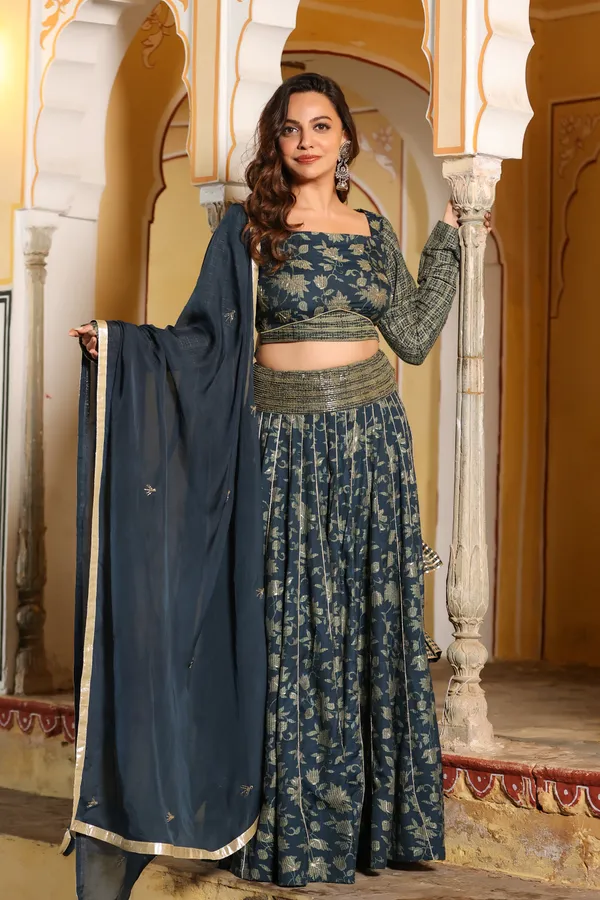 Blue_Rayon_Printed_Lehenga_Set_For_Women