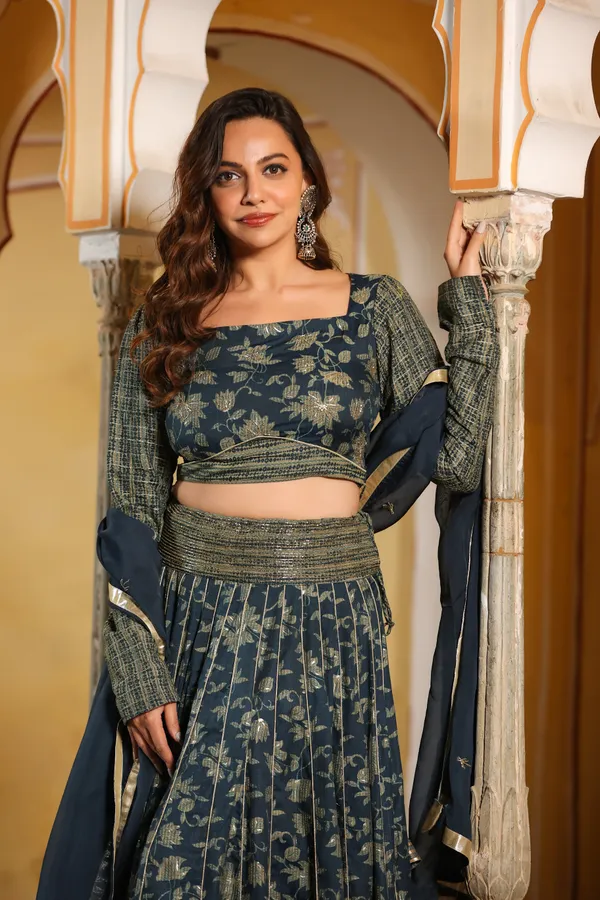 Blue_Rayon_Printed_Lehenga_Set_For_Women