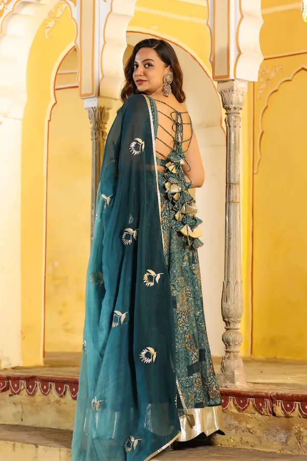 Blue_Printed_Chanderi_Lehenga_Set_For_Women