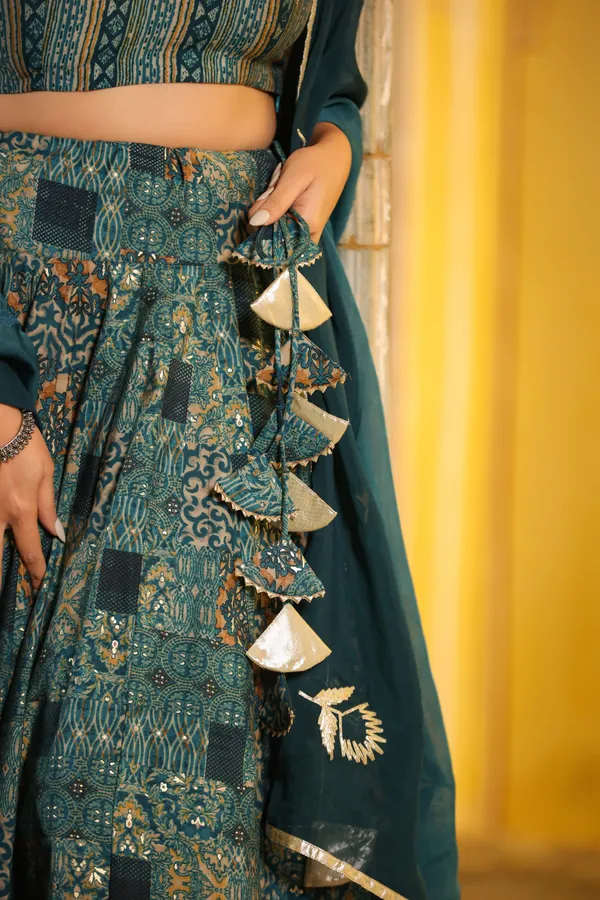 Blue_Printed_Chanderi_Lehenga_Set_For_Women