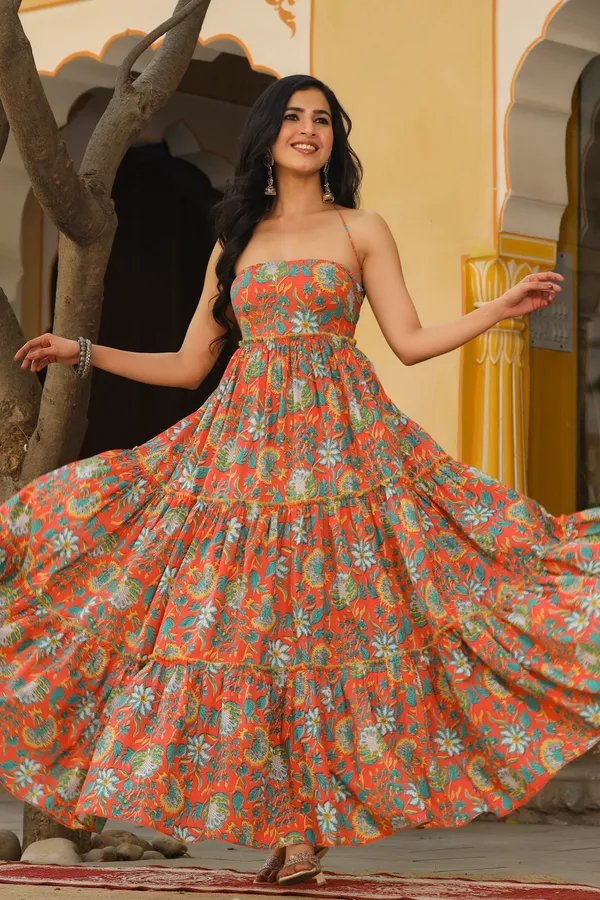 Maroon_Printed_Rayon_Gown_With_Dupatta_For_Women